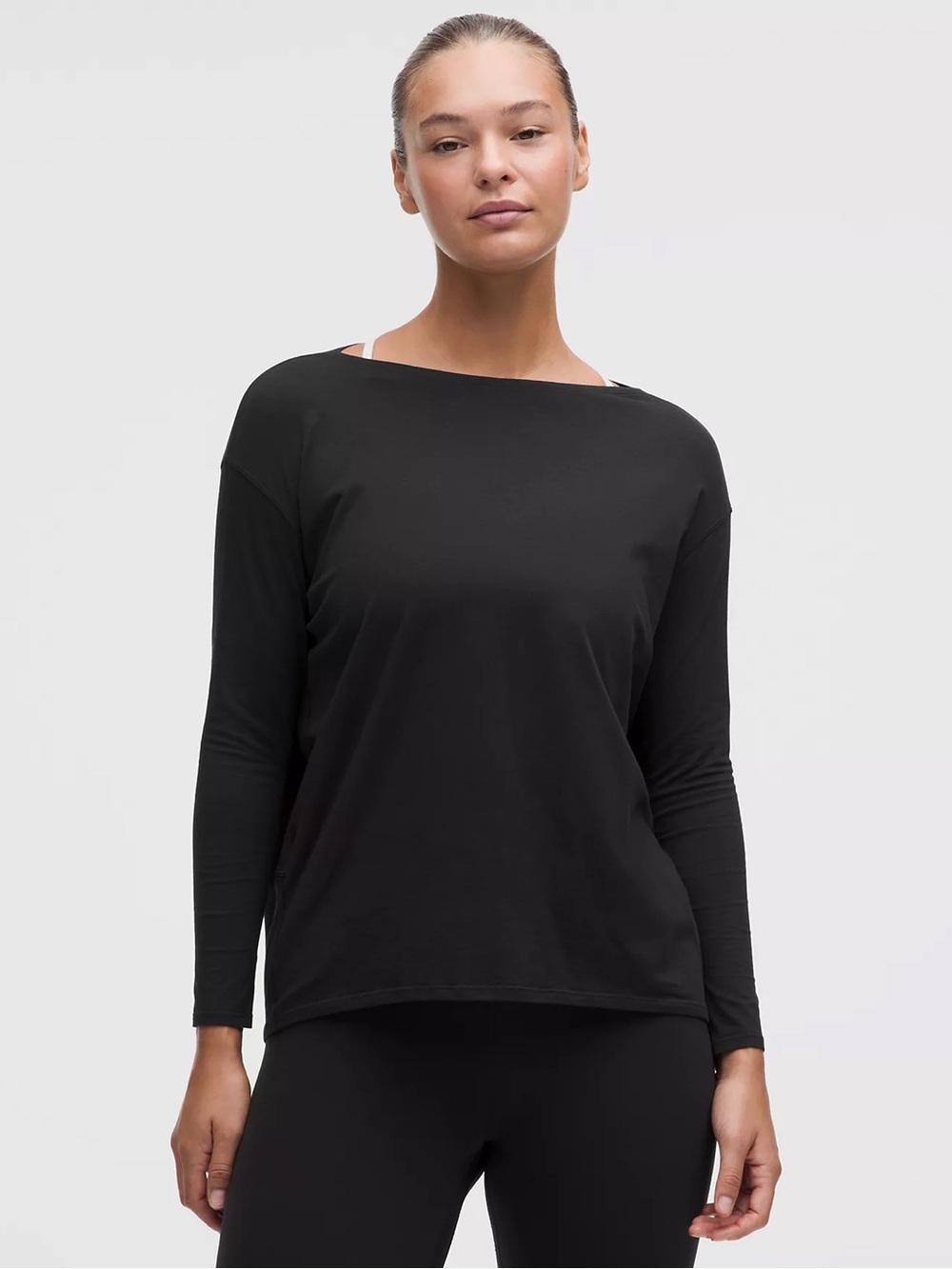 lululemon Back In Action Black Long-Sleeve Top Size 8